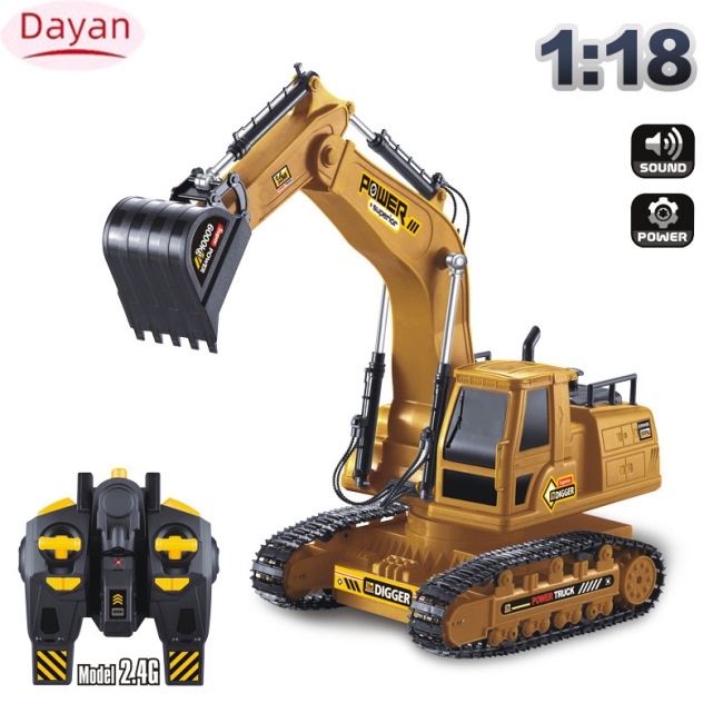 Dayan 1:18 xe kỹ thuật 10 kênh máy xúc điều khiển từ xa mô phỏng đồ chơi điện lớn cho trẻ em