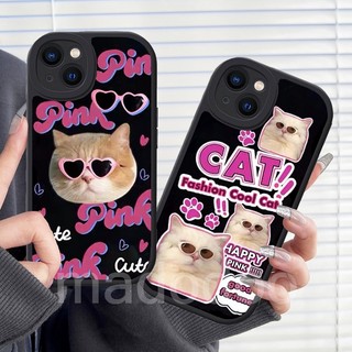 Casing OPPO Reno 8T A79 A18 A38 A98 A78 A16 A74 A54 A95 A15 A15S A57 4G A76 A96 A77 A93 A55 A16K A16E A16S A53 A33 A5 A9 2020 A52 A72 A92 A31 A1K A7 A77S A3S A83 A5S A12 A11K F9 F11 Cute Cartoon Pink Cool Glasses Cat Lens Protection Phone Case 1XPN 77