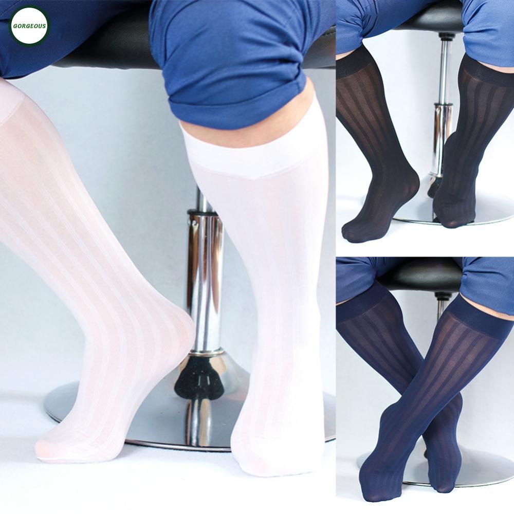 New Coming~Male Nylon Sexy Sheer Silky Stockings Striped Thin Breathable Business#Home Essentialses