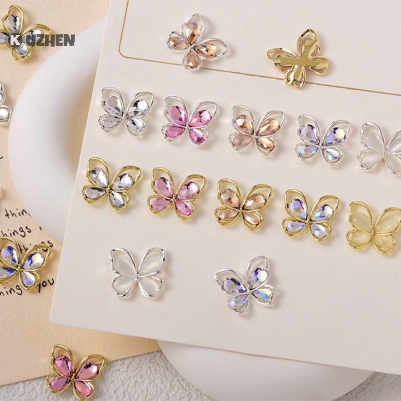 Kuzhen 5 cái thiết kế mới bướm rỗng móng tay ch đồ trang sức 14,5x13mm bướm móng tay hợp kim thạch cho móng tay nguồn cung cấp 3d nóng