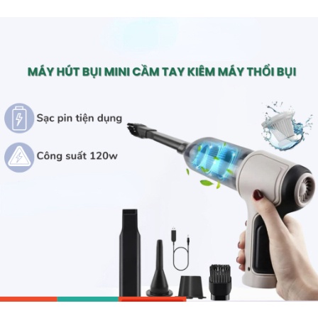 Máy hút bụi cầm tay - Máy hút không dây lực hút siêu mạnh sử dụng pin sạc, dùng hút bụi ô tô, bụi vv.
