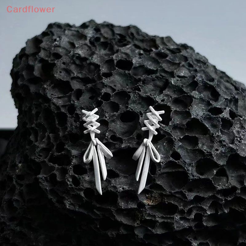 1 Cặp Bông Tai Hình Nơ Bằng Hợp Kim Màu Bạc Phong Cách gothic punk Mới