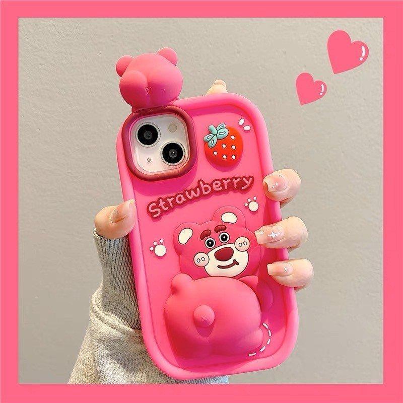 Gấu dâu Strawberry leo cam-Ốp lưng iphone đủ các dòng máy-Hot trend_xu hướng hiện nay-Khuyễn mãi sập sàn