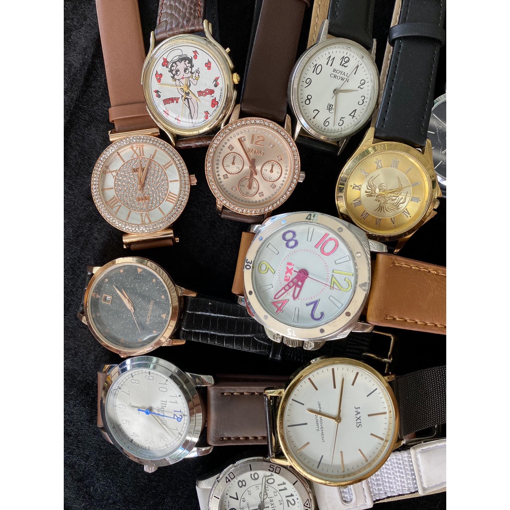 Đồng hồ nam nữ, unisex size kính kèm theo tên sản phẩm phối dây da mới đẹp hàng bãi Nhật 2hand, vintage