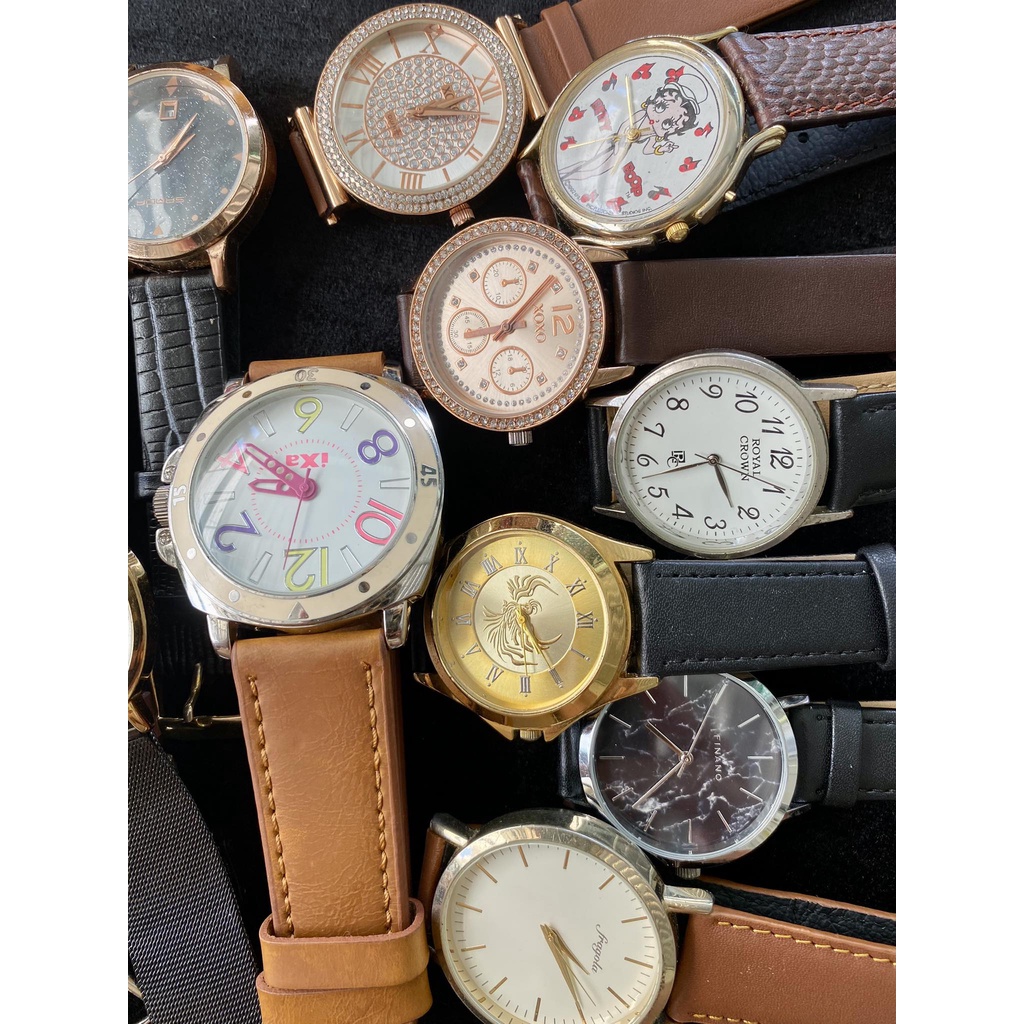 Đồng hồ nam nữ, unisex size kính kèm theo tên sản phẩm phối dây da mới đẹp hàng bãi Nhật 2hand, vintage