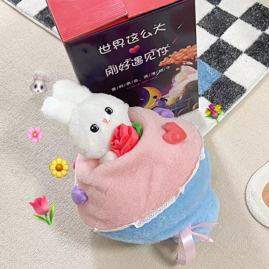 Panda ~ dBúp bê nhồi bông thỏ dễ thương  Hồng bé gái trái tim công chúa Thỏ bó hoa Búp bê thỏ Búp bê gối mềm Siêu dễ thương Quà tặng ngày lễ tình nhân Quà tặng sinh nhật 0183