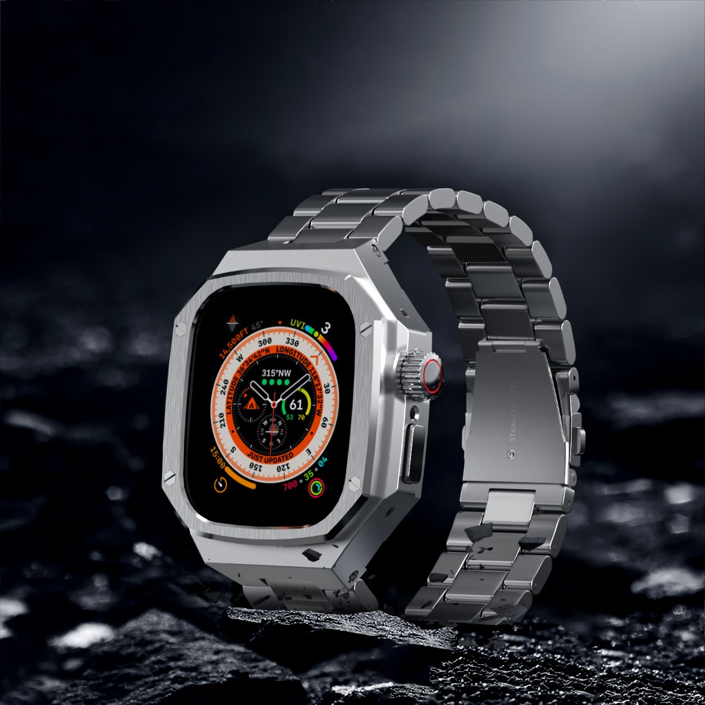 Bộ mod sửa đổi sang trọng khung kim loại dây đeo và vỏ tương thích cho apple watch ultra 49mm 44mm 45mm 40mm 41mm iwatch 8 7 se 6 5 4