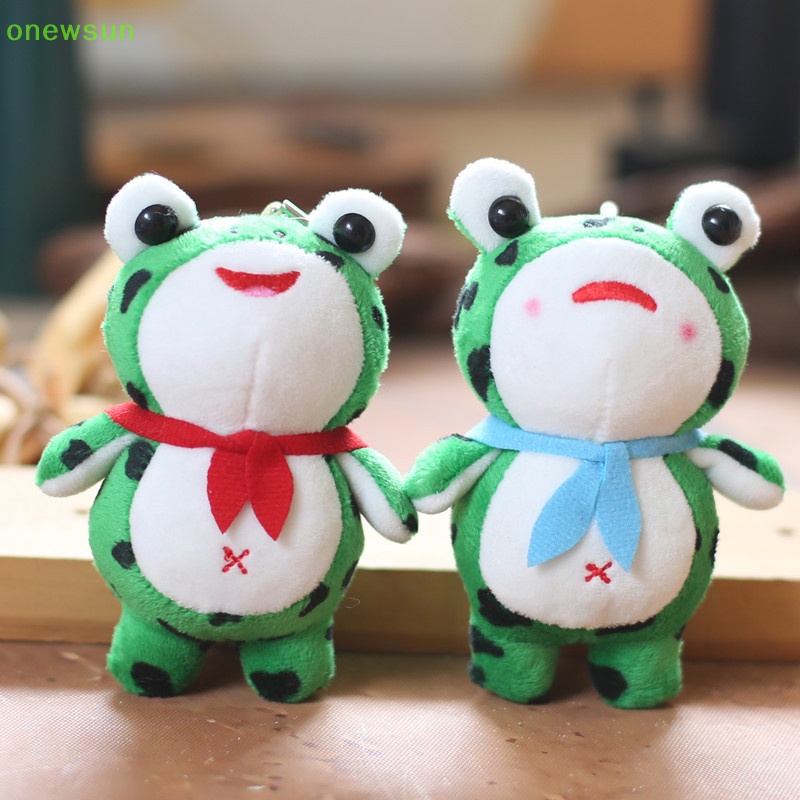 Onewsun phim hoạt hình búp bê ếch nhồi bông móc khóa phụ nữ dễ thương sang trọng túi động vật ếch mặt dây chuyền chìa khóa cho bé gái quà tặng móc khóa xe mới