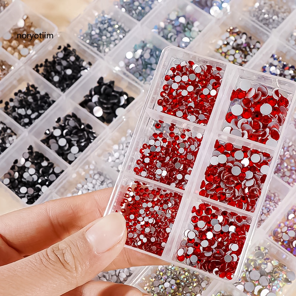 Nor 6 lưới / hộp hình dạng khác nhau đá trang trí móng tay cho vẻ đẹp hình dạng hỗn hợp 3d làm móng tay rhinestone mặt sau phẳng