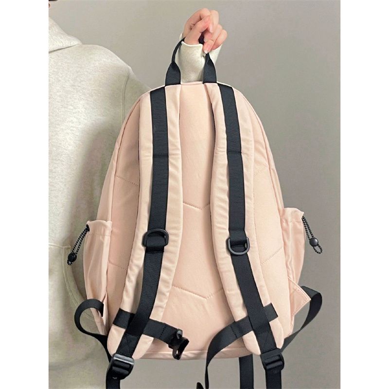 Sweet girl pink multi-layer pleated ballet khoang ba lô commuter campus dirt-resistant lightweight large-capacity scho