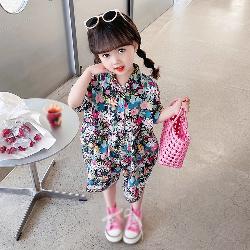 Bộ Áo Liền Quần Ngắn Tay In Hoa Phong Cách Phương Tây Thời Trang Mùa Hè Cho Nữ