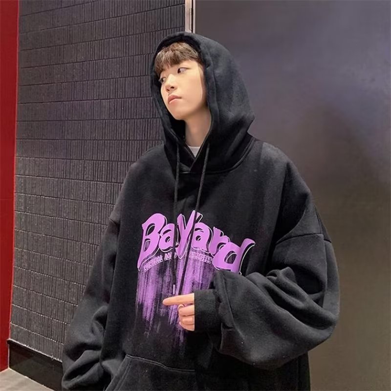Có size lớn M-5xl Áo hoodie dáng rộng lót cotton 100% hai lớp có mũ trùm thời trang cho unisex Graffiti chữ in