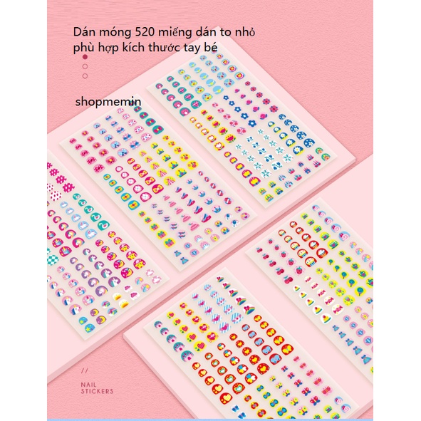 Bộ dán móng tay giả cho bé Saalin 520pcs  nail stickers