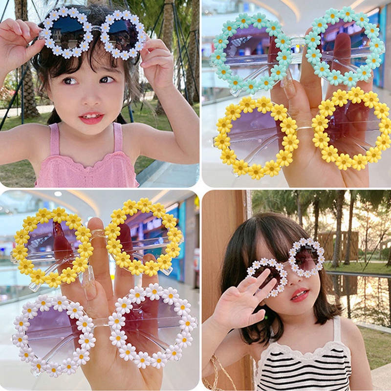 Kính Chống Nắng / Tia UV Hình Tròn Họa Tiết Hoa Nhiều Màu Sắc Phong Cách Cổ Điển Thời Trang Cho Bé Gái