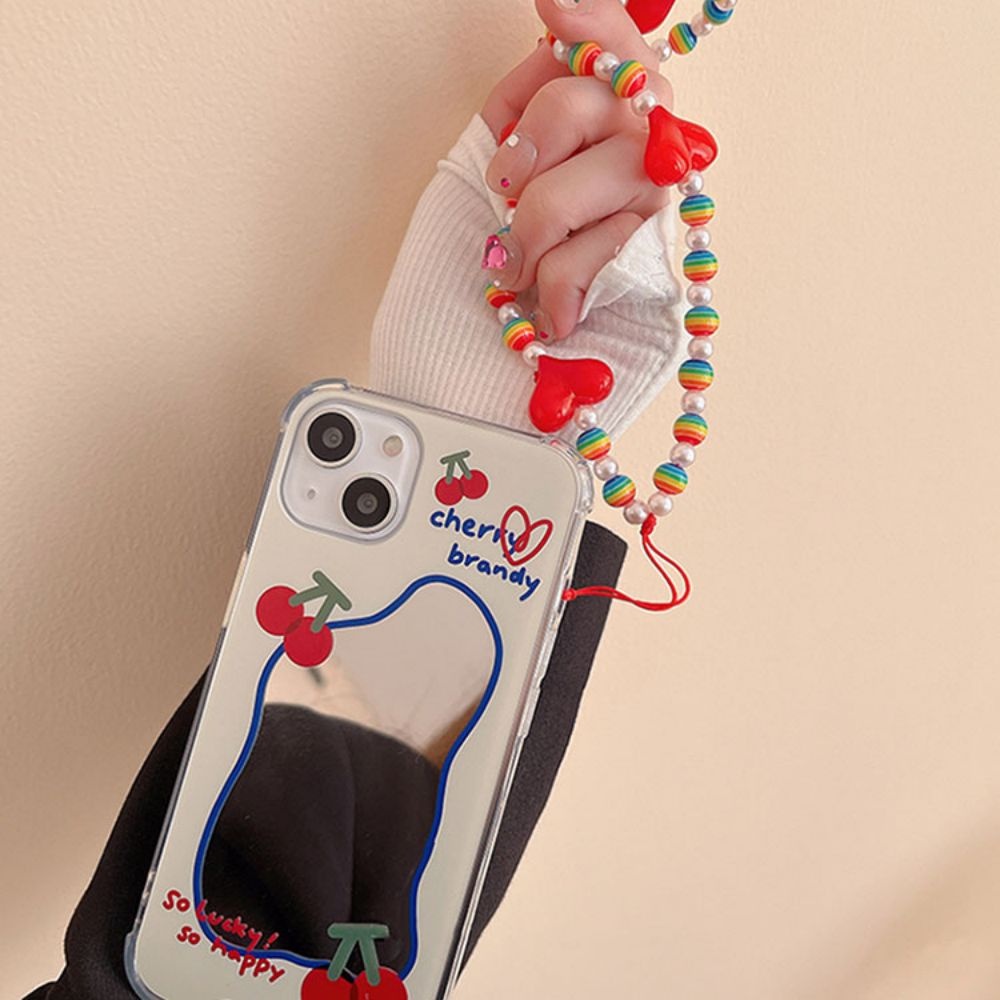 Ốp Điện Thoại TPU Mềm Chống Mồ Hôi Có Vòng Tay &amp; Gương Trang Điểm Cho IPhone 13 12 11 14 Pro Max XS XR 8 7 Plus