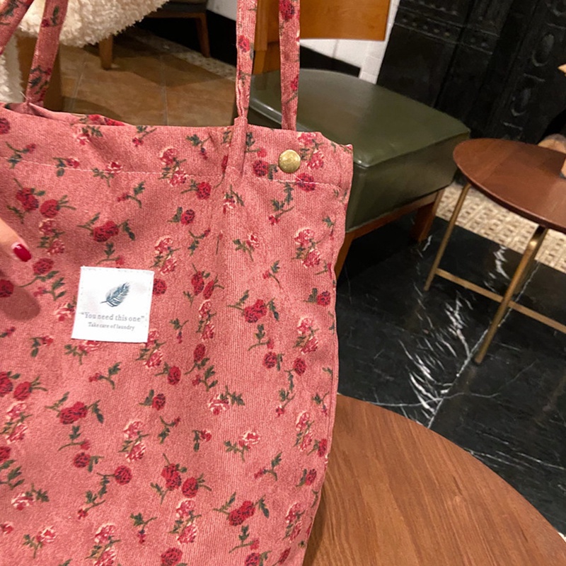 Fancy Túi Mua Sắm Đeo Vai Sức Chứa Lớn Bằng Nhung Có Nút Nhấn Có