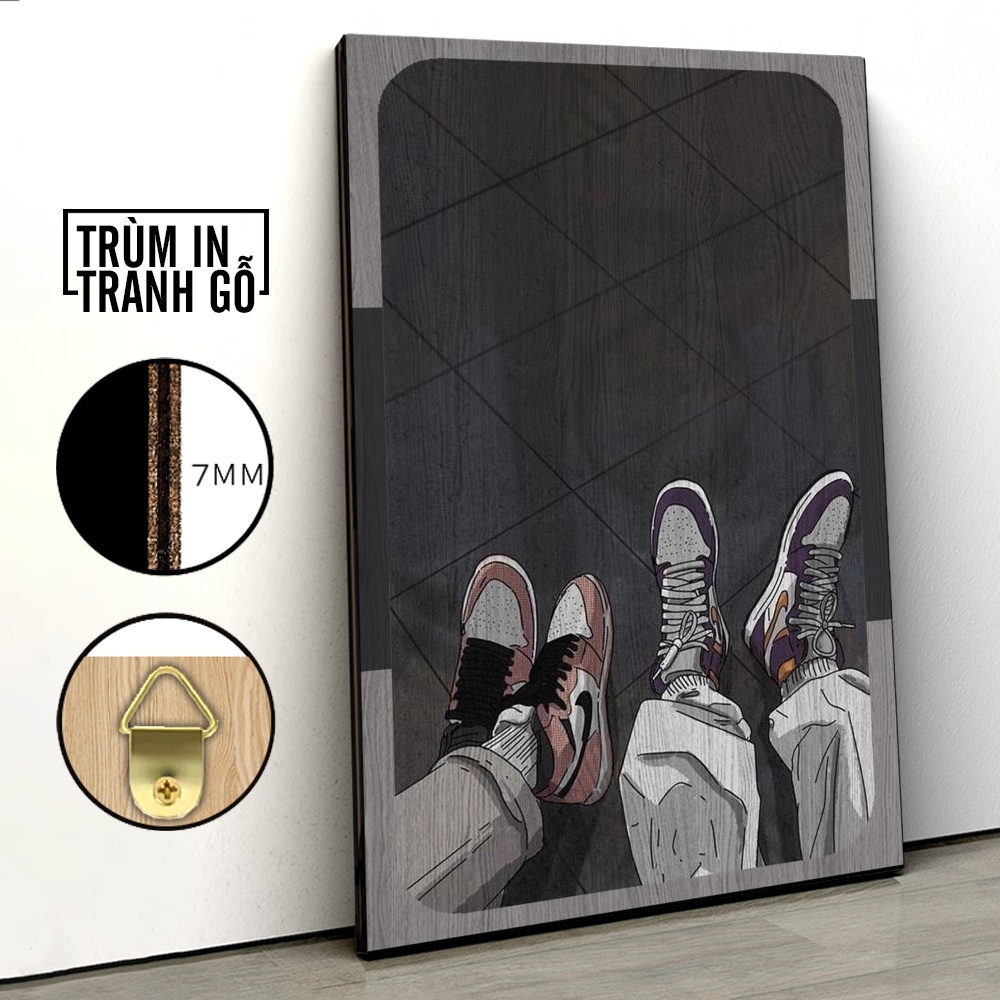 Tranh in gỗ trang trí nội thất Couple Nike Jordan Sneaker Fashion Brand decor phòng ngủ phòng khách văn phòng