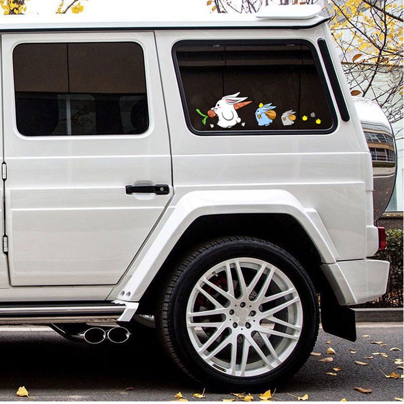 Miếng Dán Trang Trí Xe Hơi Hình Thỏ Hoạt Hình Dễ Thương DIY