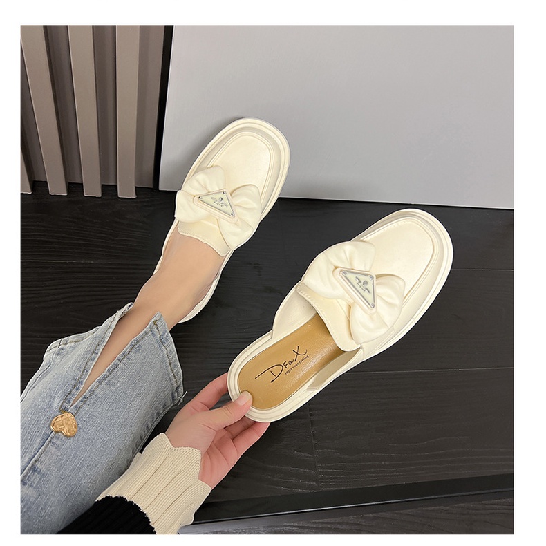 Dép Bít Mũi nơ Đế Xuồng Phẳng Thời Trang Mùa Hè