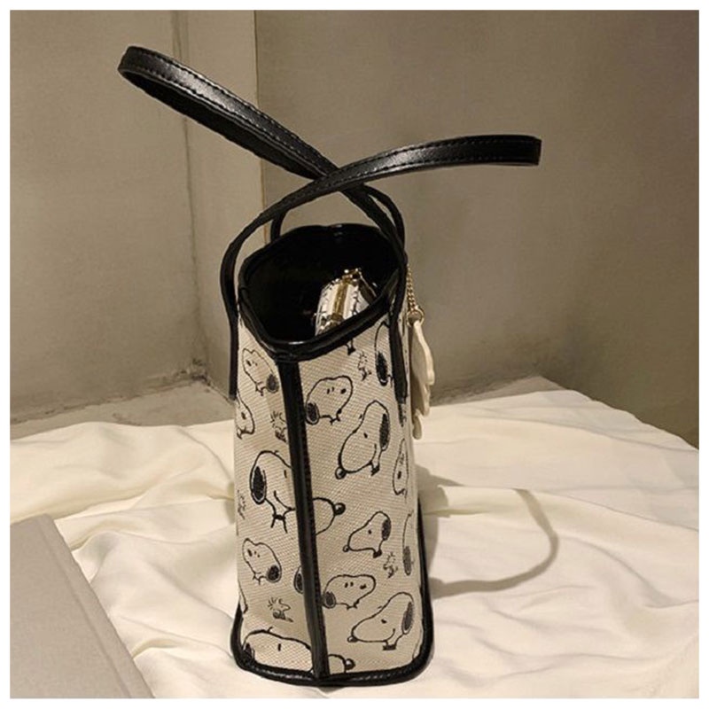 MISCHA Túi Xách Đeo Vai In Hoạ Tiết Snoopy Đơn Giản Xinh Xắn Thời Trang Dành Cho Nữ