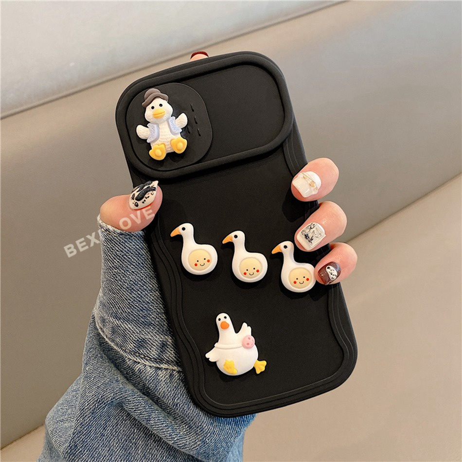 Ốp Điện Thoại Silicon Hình Vịt 3D Cho iPhone 11 12 13 14 Pro Max Plus 12pro 13Pro 14Pro 12Promax 13Promax 14Promax