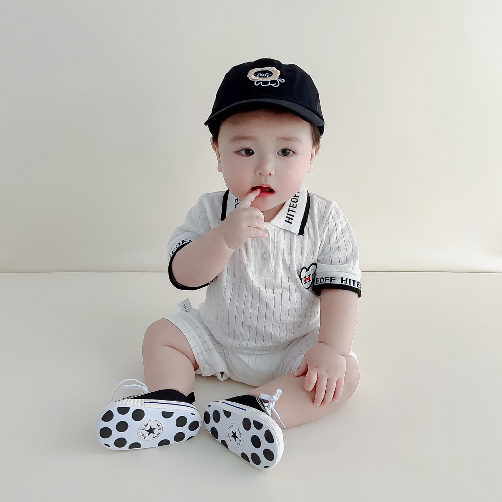 Áo Liền Quần Tay Ngắn In Họa Tiết Hoạt Hình Phong Cách Hàn Quốc Thời Trang Mùa Hè Xinh Xắn Cho Bé Trai