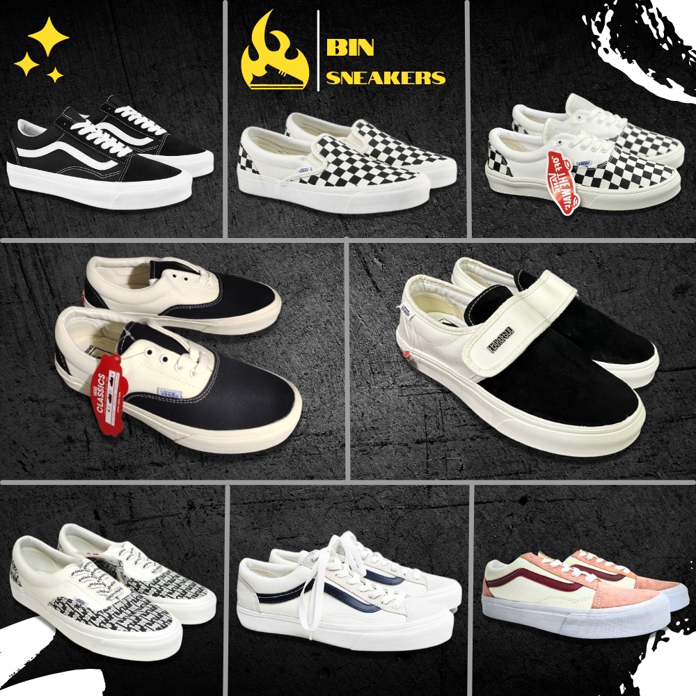 Giày thể thao Vans caro, Vans đen vault, Van Fog, Vans Era Comfycush, Vans slip on trap nam nữ cao cấp Full Bill Box