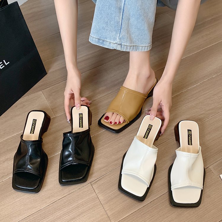 Dép Cao Su Mũi Vuông Gót Thấp Đơn Giản Thoải Mái Mùa Hè Phiên Bản Hàn Quốc Mới Chất Lượng Cao Cho Nữ