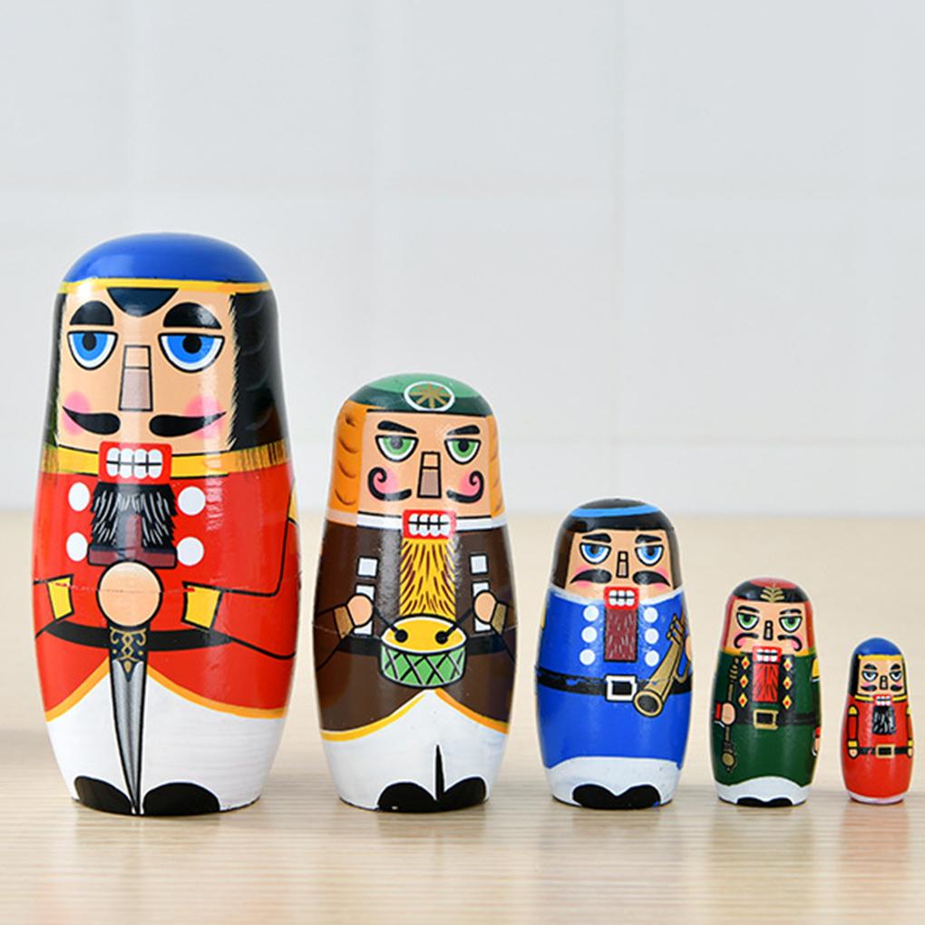 Set 5 Búp Bê Hoạt Hình Bằng Gỗ Trang Trí Giáng Sinh