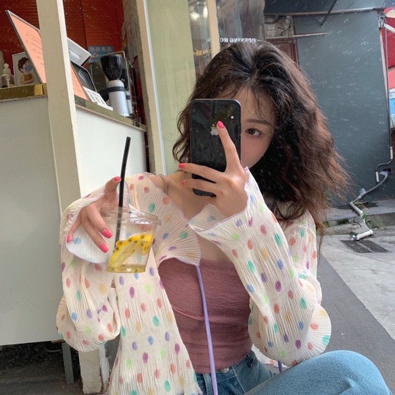 IELGY Áo Sơ Mi Chống Nắng Thiết Kế Ngọt Ngào Dễ Phối Đồ Thời Trang Cho Nữ