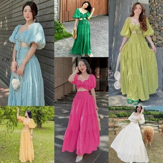 Đầm maxi đi biển MAXI MOCKING MẶC 2 KIỂU phong cách boho bohemian rực rỡ - TuanQuan
