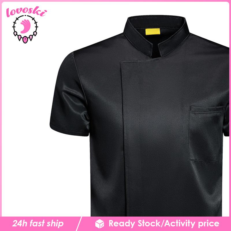 Áo Khoác Đầu Bếp Tay Ngắn Màu Trắng Thời Trang