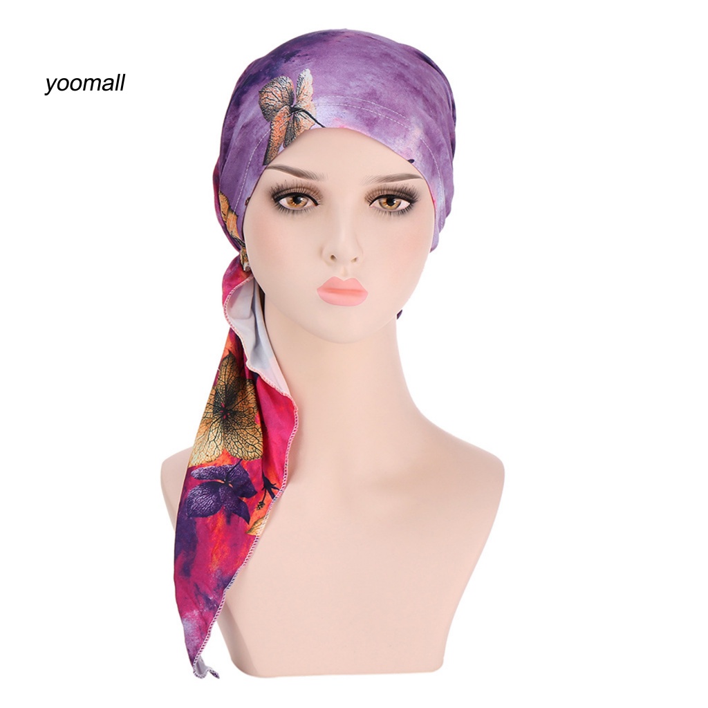 Mũ Trùm Đầu Co Giãn Phối Tua Rua In Họa Tiết Hoa Thời Trang Cho Nữ