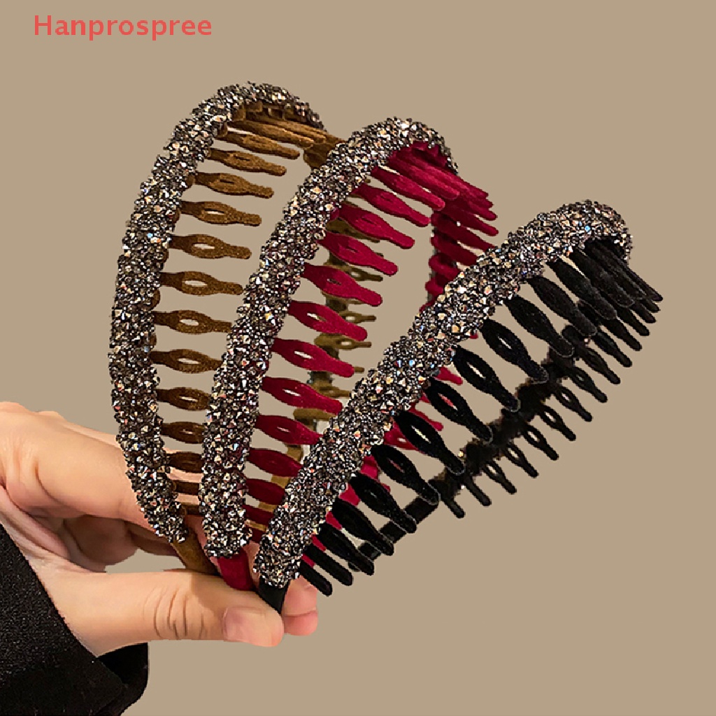 Băng Đô Cài Tóc Bằng Acrylic Đính Đá Chống Trượt Màu Trơn Thời Trang Cho Nữ