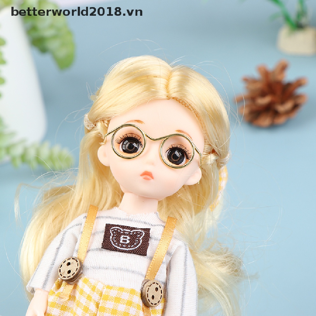 Set 5 / 10 Mắt Kính Không Gọng Tròn Phong Cách Retro Cho Búp Bê 9 / 25 / 30cm