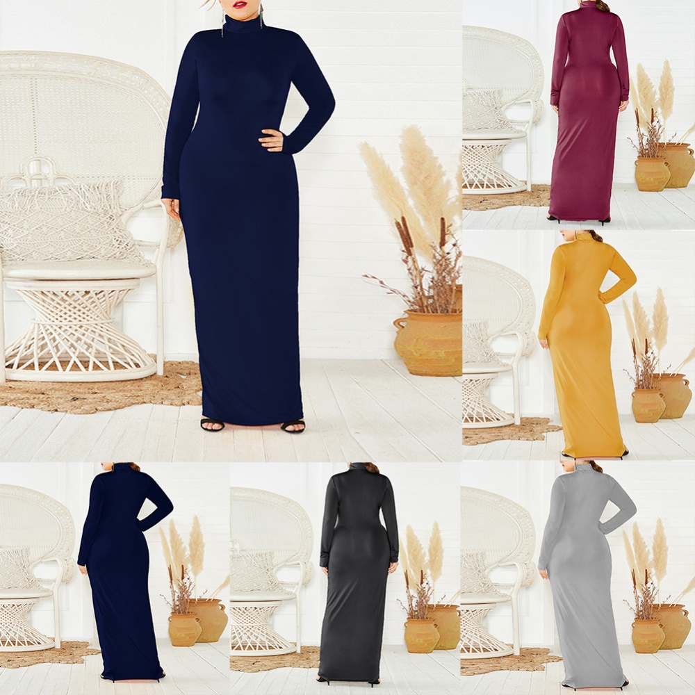 Plus Đầm Maxi Dệt Kim Tay Dài Có Size Lớn