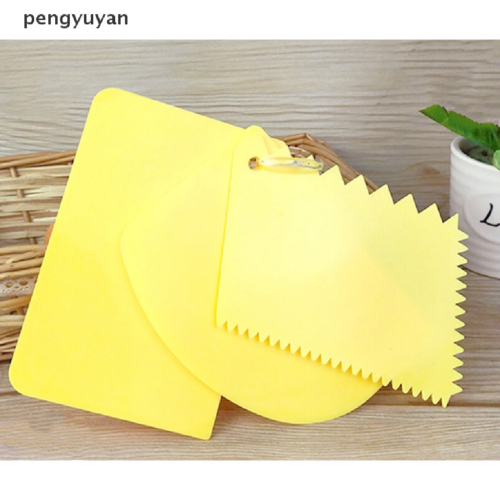 [pengyuyan] Set 3 Dụng Cụ Cạo Tạo Hình Trang Trí Bánh Kem Bằng Nhựa Trơn Mịn [Mới]