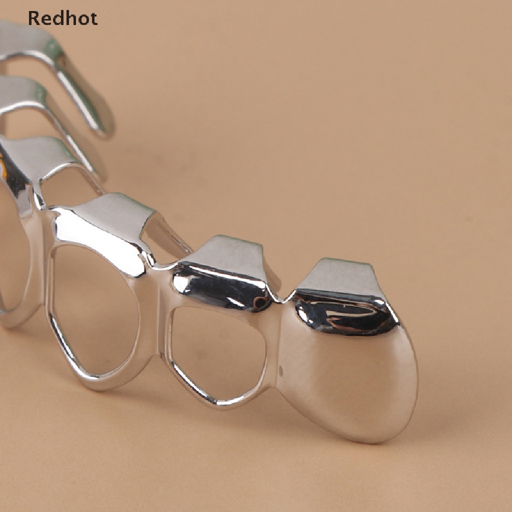 &lt; Redhot &gt; Vỉ Nướng Răng Mạ Vàng Phong Cách Hip Hop Lấp Lánh Có Lỗ Trên Và Dưới