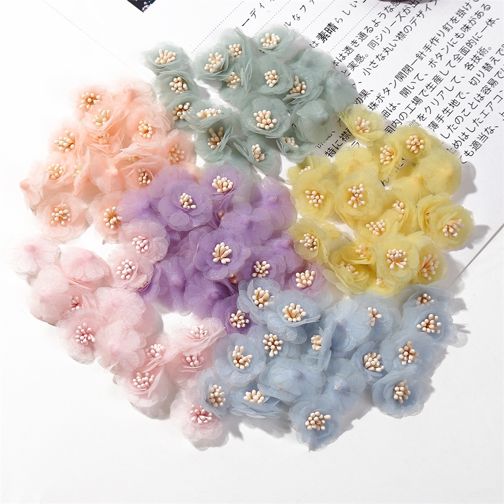 Set 10 Bông Hoa Giả Nhiều Màu Sắc Dùng Để Trang Trí Trâm Cài Tóc