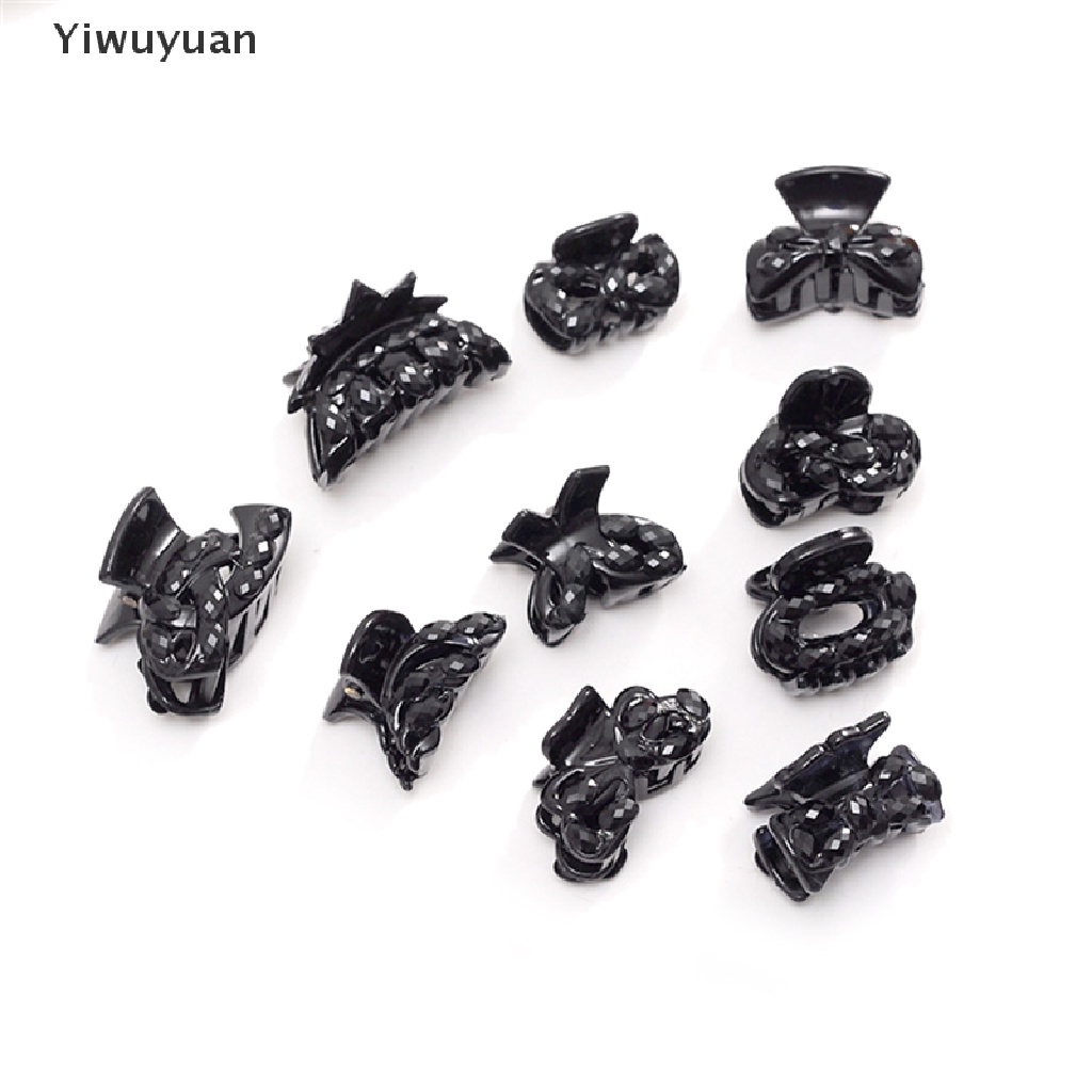 < Yiwuyuan > Bộ 10 Kẹp Tóc Nhựa Nhỏ Màu Đen Thời Trang Đang Bán Chạy
