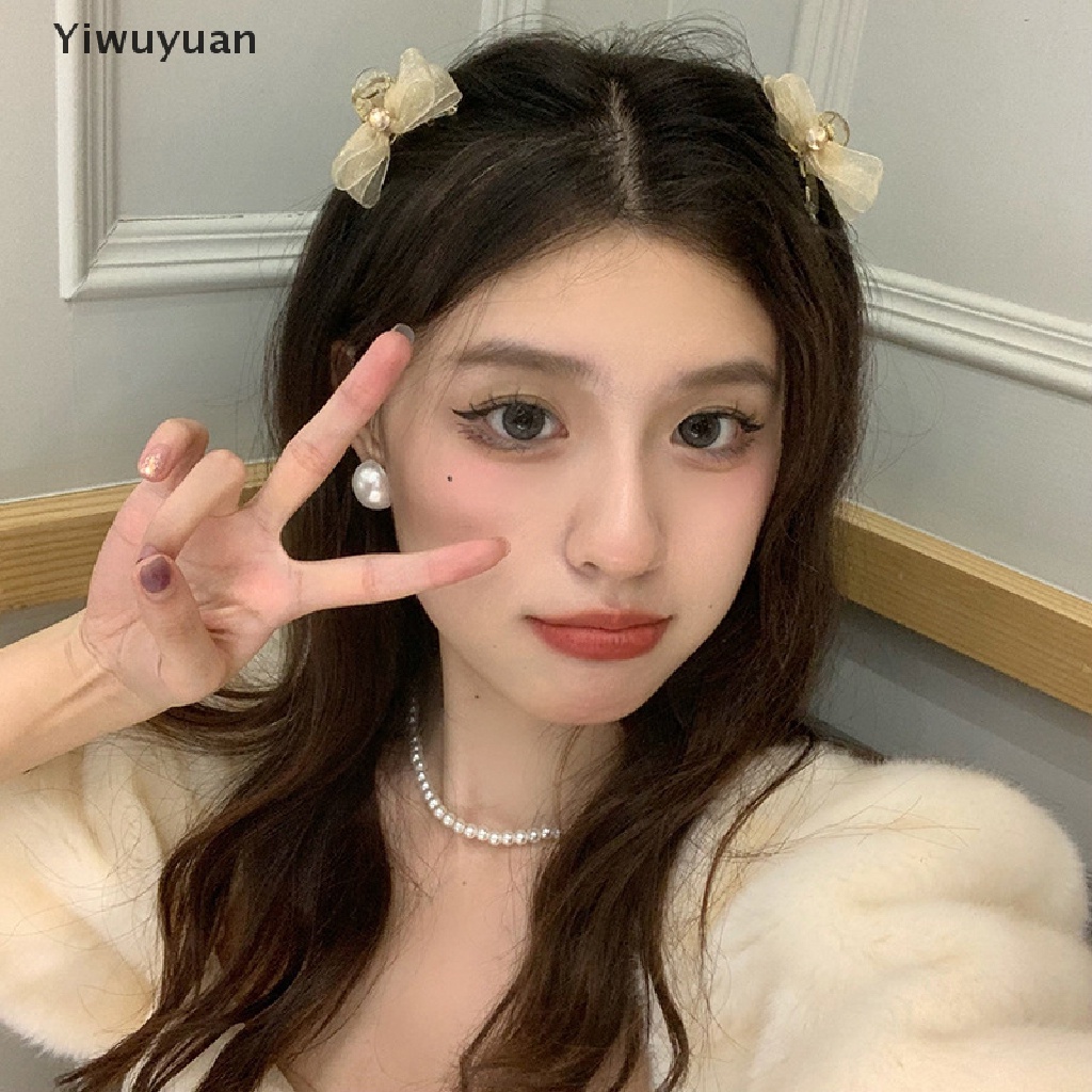 &lt; Yiwuyuan &gt; Kẹp Tóc Càng Cua Hai Mặt Đính Nơ Nhỏ Cá Tính Phong Cách Hàn Quốc Cho Nữ