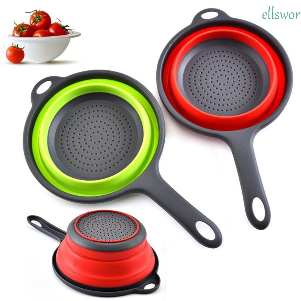 Rây Lọc Rau Củ Quả Bằng Silicone Có Tay Cầm Có Thể Gấp Gọn Tiện Lợi Dành Cho Nhà Bếp