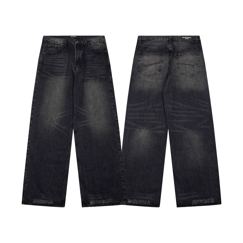 Quần jeans Bal88En8Ucia-Washed Ống Rộng Màu Đen Phong Cách Đường Phố Thời Trang Mới Nhất Cho Nam Và Nữ