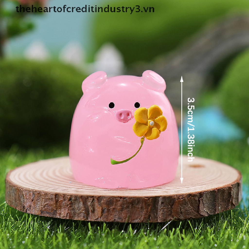 Mô Hình Chú Heo Dạ Quang Mini Trang Trí Sân Vườn