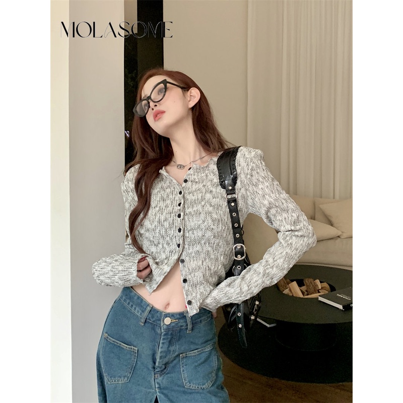 Áo Khoác Cardigan Cổ V Tay Dài Dáng Ôm Màu Tương Phản Thời Trang 2023 Cho Bạn Gái