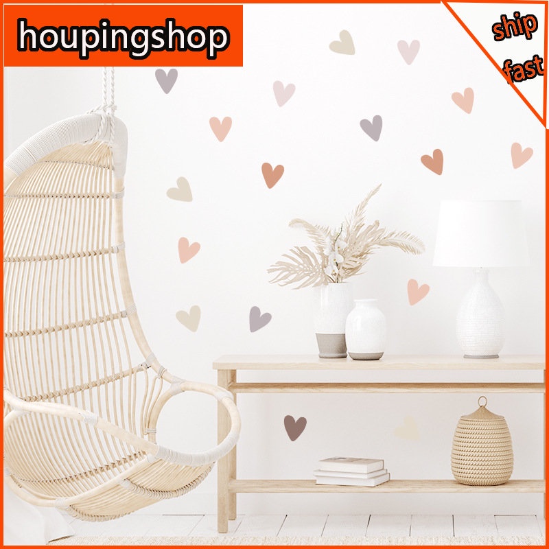 Set 12 Miếng Dán Tường Trang Trí Hình Trái Tim Phong Cách Boho DIY