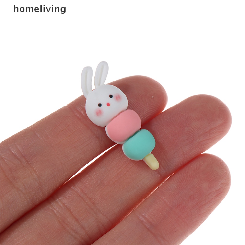 Set 3 Xiên Gỗ Hình Thỏ Nhiều Màu Sắc Trang Trí Nhà Búp Bê