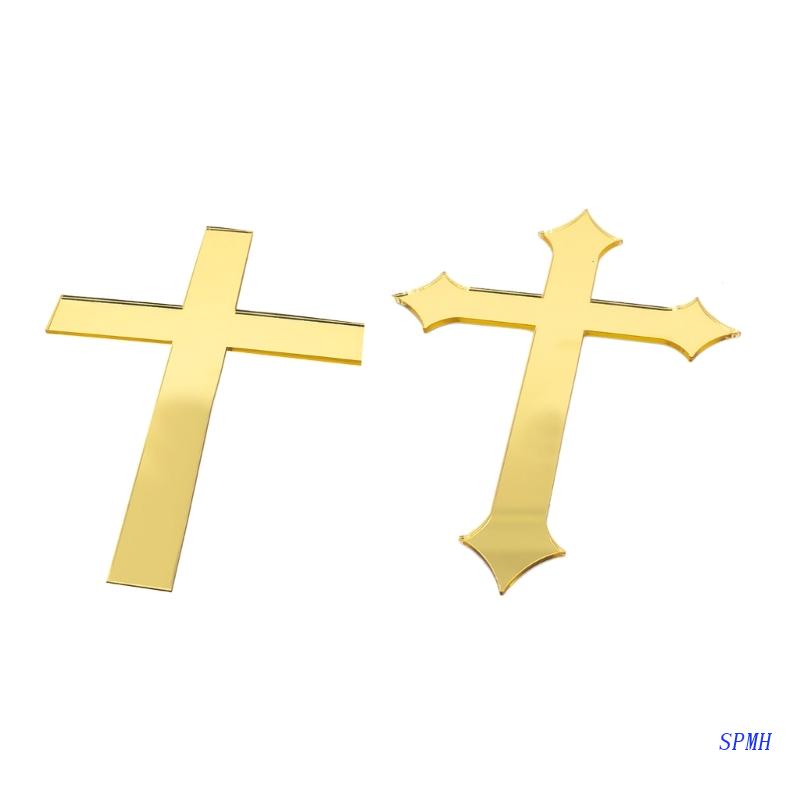 Set 5 Topper Cắm Bánh Kem Bằng Acrylic Hình Thánh Giá Trang Trí Bàn Ăn / Nhà Hàng / Tiệc Giáng Sinh