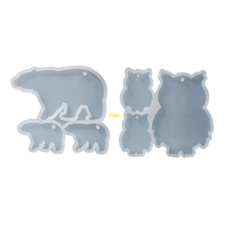 Khuôn Làm Móc Khóa Hình Động Vật / Cú Mèo / Gấu Bắc Cực Bằng Nhựa Resin Diy