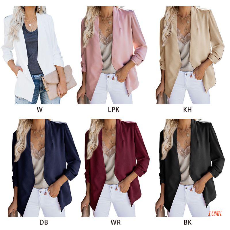 Áo Khoác Tay Lỡ 3 / 4 Màu Sắc Thanh Lịch Cho Nữ